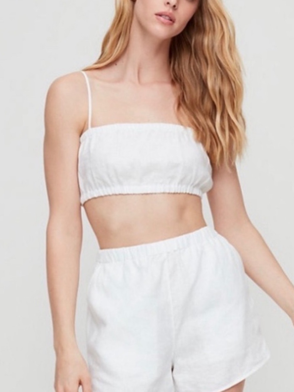 NEW Wilfred Free Abena Crop Top Tank Bralette 100% Linen White Size Medium NWOT